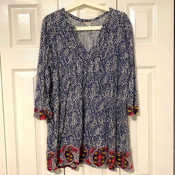 Lucky Brand Tops - Lucky Brand Patterned Tunic Dress with 3/4 Sleeves